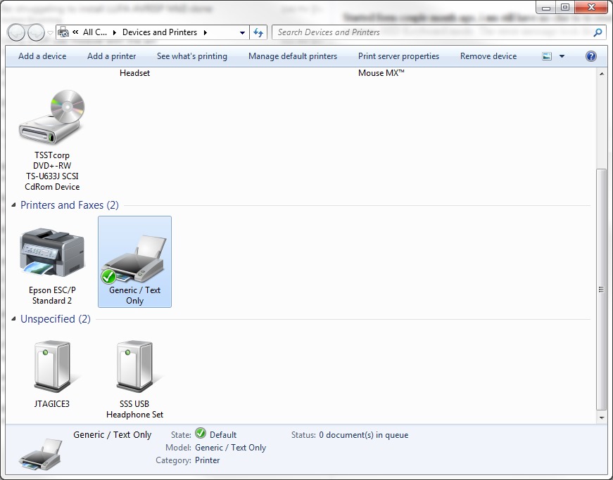 Printer Bootloader shown in Windows 7.